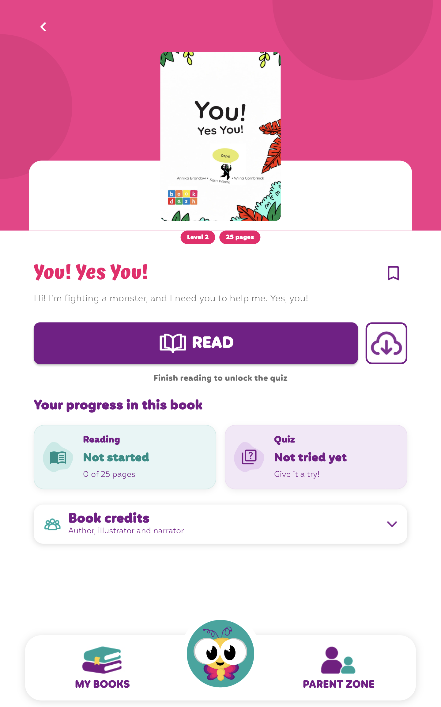 You! Yes You! book page with a cloud-and-arrow download button beside Read
